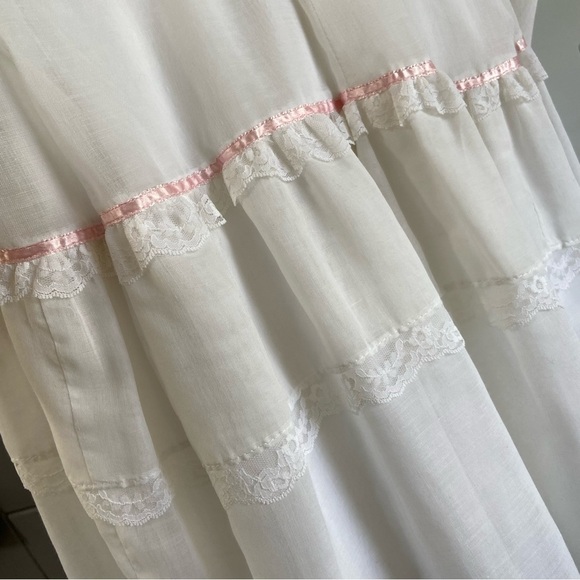 Vintage Candi Jones Dress Slip Lace Embroidered Long Maxi Cottage Prairie Size 7 - Picture 8 of 14